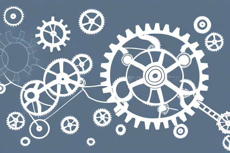 Three interlocking gears to represent the three components of risk management