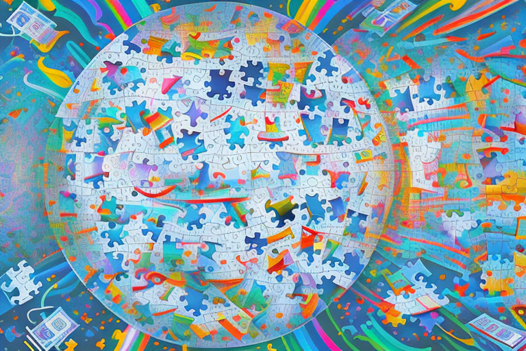 A jigsaw puzzle with several pieces missing
