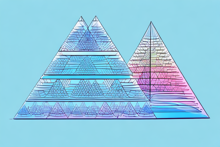 A multi-layered pyramid with a series of steps or levels